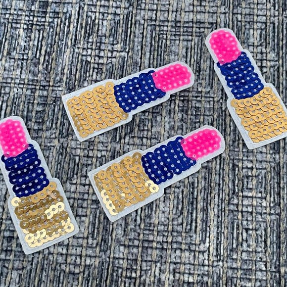 Lip stick Patches Multi color Sequins Iron On Patches Lot of 4 patches for craft - Picture 7 of 9